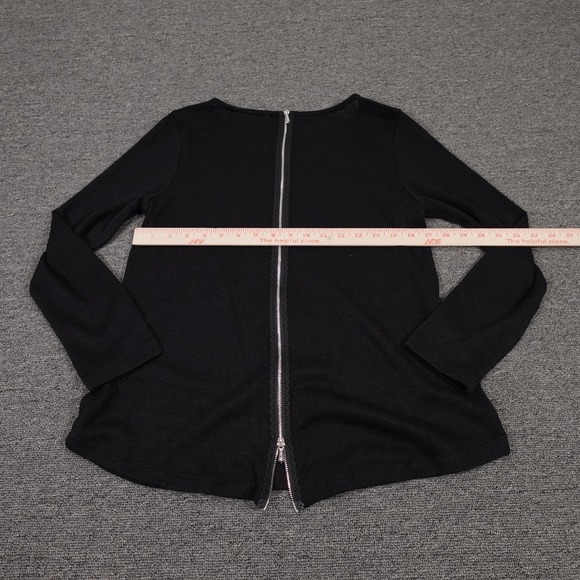 Soft Surroundings Sweater Womens PM Black Polyester Rayon Crewneck Zip Back - Picture 4 of 7
